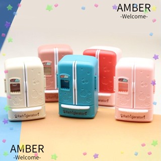 Amber ตู้เย็น พลาสติก ขนาดเล็ก 1:12 อุปกรณ์เสริม สําหรับบ้านตุ๊กตา