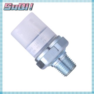 Suqi สวิตช์แรงดันอากาศ 90-120 PSI เกลียวตัวผู้ 1/4 นิ้ว NPT 24V 12V สีเงิน DIY