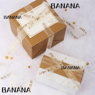 Banana1 ช่อดอกไม้ริบบิ้น ผ้าซาติน ลูกไม้ สีทอง พรีเมี่ยม สําหรับตกแต่งเค้ก ของขวัญ