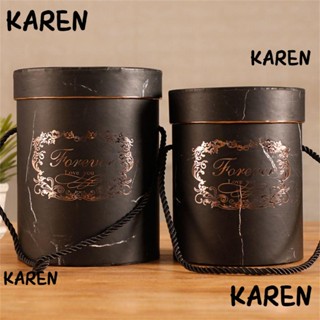 Karen กล่องเก็บของ ทรงกลม ลายดอกไม้ สําหรับตกแต่ง
