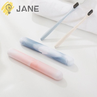 Jane กล่องพลาสติก ป้องกันแปรงสีฟัน แบบพกพา กันฝุ่น ใช้ซ้ําได้ สําหรับเดินทาง ตั้งแคมป์ เดินป่า 3 ชิ้น