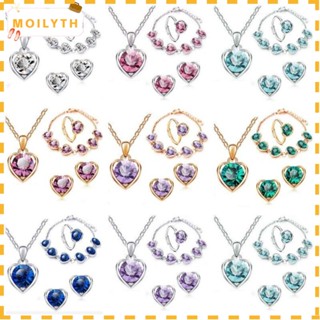 Moilyth ต่างหู, 4 ชิ้น / ชุด โลหะผสม คริสตัล หัวใจ สร้อยคอ, ชุดเครื่องประดับ สร้อยข้อมือ ผู้หญิง