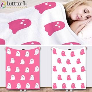 Buttterfly ผ้าห่ม ผ้าสักหลาด ลายผีน่ารัก สีชมพู สําหรับห้องนอน ห้องนั่งเล่น โซฟา