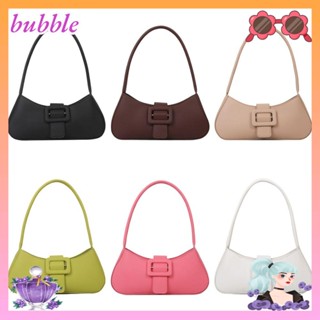 Bubble กระเป๋าถือ หนัง PU แบบพกพา สีพื้น สําหรับผู้หญิง