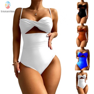 【TRSBX】Swimsuit Solid Color Summer Swimsuits Tummy Control Bathing Suit Womens