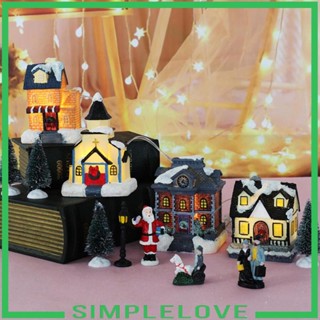 [Simple] บ้านหมู่บ้านเรซิ่น ฉากคริสต์มาส สําหรับตกแต่งบ้าน ในร่ม DIY