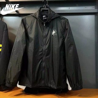 Nike ของแท้ 100% เสื้อแจ็กเก็ต เสื้อกีฬา กันลม อเนกประสงค์ สีพื้น เรียบง่าย สําหรับผู้ชาย AR2609