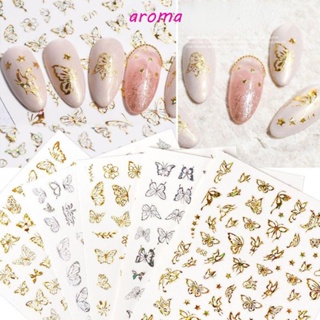 Aroma สติกเกอร์โฮโลแกรม กลิตเตอร์ ลายตาแมว สําหรับตกแต่งเล็บ DIY