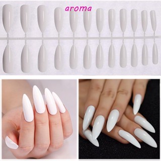 Aroma เล็บปลอม แบบยาวพิเศษ สําหรับต่อเล็บปลอม 24 ชิ้น