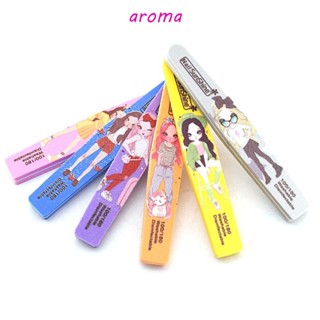 Aroma ฟองน้ําขัดเล็บ บัฟเฟอร์ ร้านเสริมสวย ล้างทําความสะอาดได้ ลายการ์ตูน เพชร กระดาษทราย ตะไบเล็บ บล็อกขัดเล็บ