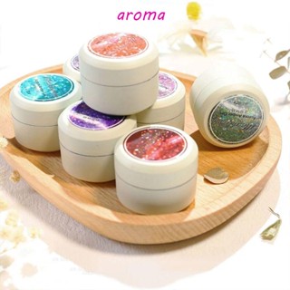 Aroma กลิตเตอร์ติดเล็บเจลลี่ เลื่อม กึ่งถาวร เอฟเฟคสีเข้ม เครื่องประดับ สําหรับตกแต่งเล็บเจล