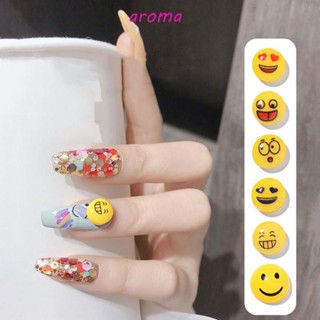 Aroma จี้รูปหน้ายิ้ม ครึ่งวงกลม สําหรับตกแต่งเล็บ DIY