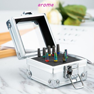 Aroma กล่องเคสโลหะ 25 ช่อง สําหรับใส่ดอกสว่านเจาะเล็บ