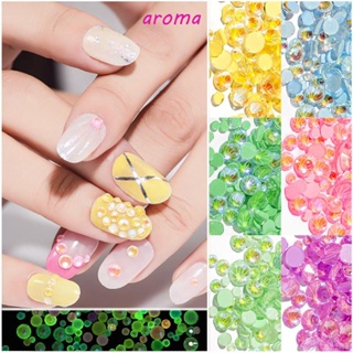 Aroma อุปกรณ์ตกแต่งเล็บ เครื่องประดับนีออนเรืองแสง หลายขนาด