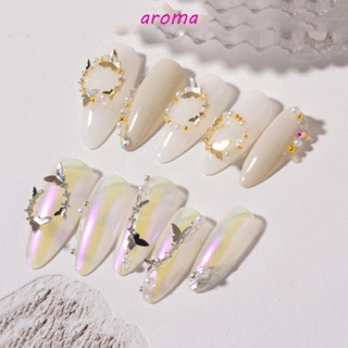 Aroma เพชรเพทาย รูปผีเสื้อ สไตล์ญี่ปุ่น หรูหรา สําหรับตกแต่งเล็บ DIY