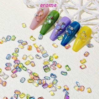 Aroma อุปกรณ์ตกแต่งเล็บ พลอยเทียม ใส ออโรร่า หัวแหลม สีแคนดี้ สําหรับตกแต่งเล็บ DIY