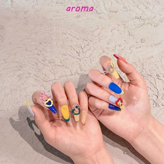 Aroma เครื่องประดับ โซ่วงกลม กลวง สไตล์เรโทร สําหรับตกแต่งเล็บ DIY