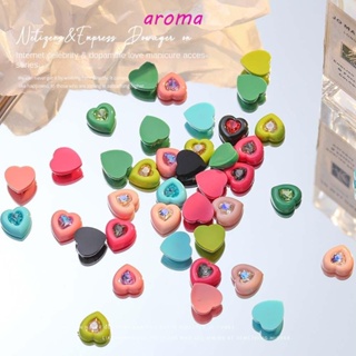 Aroma อุปกรณ์ตกแต่งเล็บ พลอยเทียม รูปหัวใจ สําหรับตกแต่งเล็บ DIY 10 ชิ้น ต่อชุด