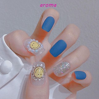 Aroma สติกเกอร์ติดเล็บ ลายการ์ตูนหมีน่ารัก ดอกไม้สีแดง ฤดูร้อน DIY