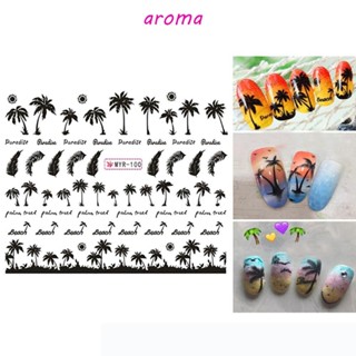 Aroma สติกเกอร์ติดเล็บ ลายชายหาด มะพร้าว เซิร์ฟ ทะเล เขตร้อน ลมทะเล สําหรับตกแต่งเล็บ