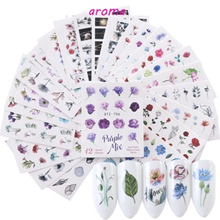 Aroma สติกเกอร์ตกแต่งเล็บ สําหรับผู้หญิง 24 ชิ้น