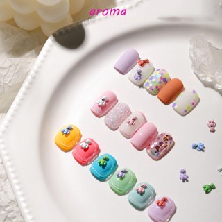 Aroma เครื่องประดับโลหะ รูปหมีน่ารัก สามมิติ สําหรับตกแต่งเล็บ DIY