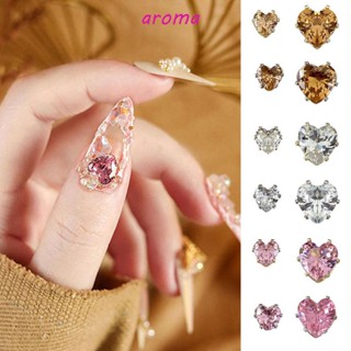 Aroma จี้พลอยเทียม รูปหัวใจ หลายขนาด สําหรับตกแต่งเล็บ DIY