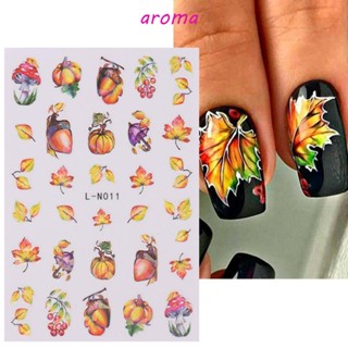 Aroma สติกเกอร์ตกแต่งเล็บ ลายใบเมเปิ้ล ใบเมเปิ้ล สีเหลือง สไตล์ญี่ปุ่น DIY