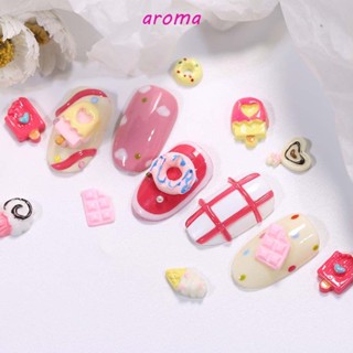 Aroma เครื่องประดับตกแต่งเล็บ ลายการ์ตูนโดนัท ไอศกรีม หัวใจ DIY