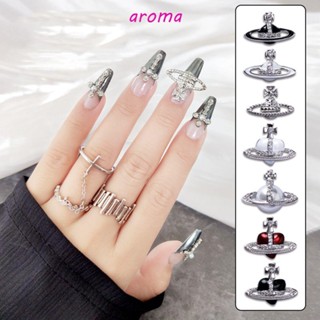 Aroma อุปกรณ์ตกแต่งเล็บ กลิตเตอร์ ลายดาวเสาร์ 3D สําหรับตกแต่งเล็บ DIY