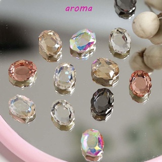 Aroma เพชรเทียม ทรงวงรี สําหรับตกแต่งเล็บ DIY 10 ชิ้น