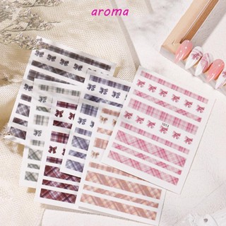 Aroma สติกเกอร์ติดเล็บ ลายสก๊อต สไตล์สก็อต เรียบง่าย มีกาวในตัว DIY