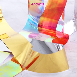 Aroma สติกเกอร์ฟิล์มฟอยล์กระจก กลิตเตอร์ สําหรับตกแต่งเล็บ DIY