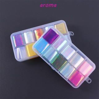 Aroma สติกเกอร์โฮโลแกรมฟอยล์ เลเซอร์ สําหรับตกแต่งเล็บ