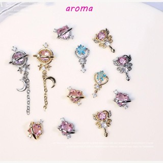 Aroma อุปกรณ์ตกแต่งเล็บ เพชรเทียม พลอยเทียม รูปดวงจันทร์ คริสต์มาส สําหรับตกแต่งเล็บ