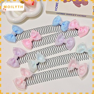 Moilyth 5 ชิ้น ที่คาดผม, น่ารัก หัก ผม เสร็จสิ้น โลหะ หวี, ดึงออก ยืด ที่มีสีสัน โบว์ เครื่องประดับผม ที่มองไม่เห็น ผม คอยล์ เด็กผู้หญิง