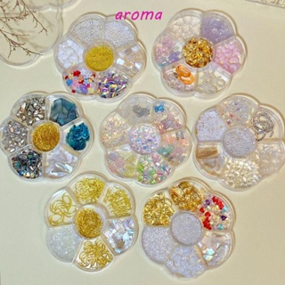 Aroma กล่องพลอยเทียม รูปดอกไม้ หมี ออโรร่า คละแบบ สําหรับตกแต่งเล็บ