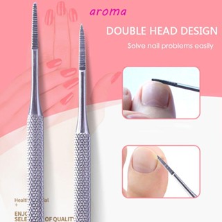 Aroma เครื่องมือดูแลเท้า สเตนเลส ขอบซาติน สําหรับการแก้ไขนิ้วเท้า กําจัดสิ่งสกปรก เล็บคุด เล็บเท้า ยกเล็บเท้า