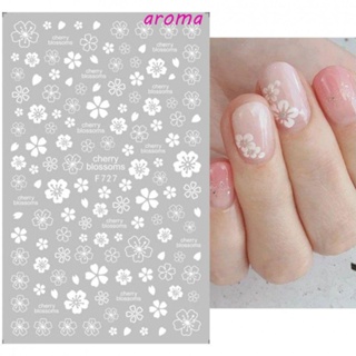 Aroma สติกเกอร์ตกแต่งเล็บ ลายดอกคามิเลีย ดอกซากุระ หรูหรา DIY