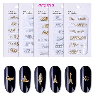 Aroma อุปกรณ์ตกแต่งเล็บ พลอยเทียม โลหะอัลลอย รูปอีกาหัวใจ 3D สไตล์โกธิคเรโทร สําหรับตกแต่งเล็บ DIY