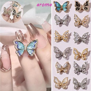 Aroma กลิตเตอร์คริสตัล เพทาย รูปผีเสื้อ หรูหรา สําหรับตกแต่งเล็บ DIY