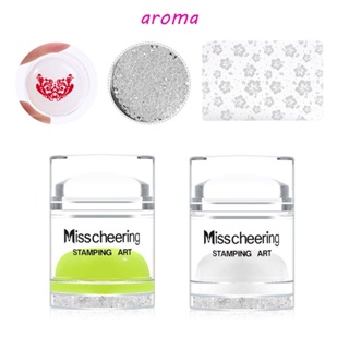 Aroma ชุดแสตมป์ตรายาง แบบหัวคู่ หดได้ สําหรับตกแต่งเล็บ DIY