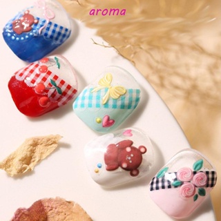 Aroma สติกเกอร์ฟอยล์ ลายนูน 5D รูปเชอร์รี่ 3D สําหรับตกแต่งเล็บ DIY