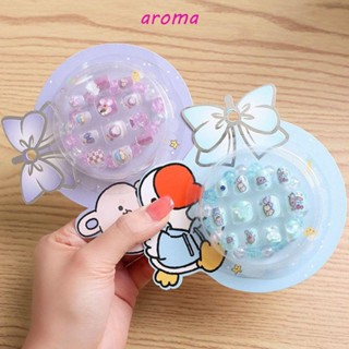 Aroma เล็บปลอม 3D พร้อมสร้อยข้อมือ ถอดออกได้ สําหรับเด็กผู้หญิง