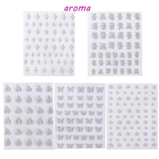 Aroma สติกเกอร์ติดเล็บ ลายเปลวไฟ ดาว หมีรัก มีกาวในตัว สไตล์เกาหลี DIY