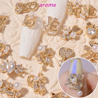 Aroma อุปกรณ์ตกแต่งเล็บ ไข่มุก เพทาย เพชร หัวใจ สวยหรู สําหรับตกแต่งเล็บ