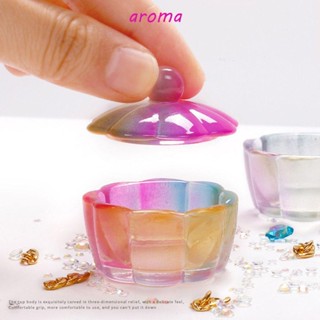 Aroma จานแก้วคริสตัล พร้อมฝาปิด หลากสี สําหรับตกแต่งเล็บ