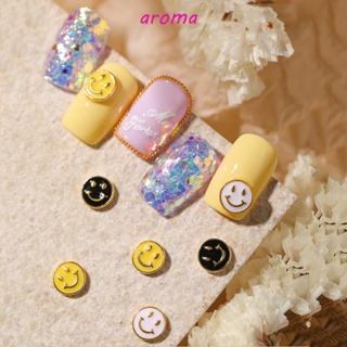 Aroma เครื่องประดับเล็บโลหะ ลายการ์ตูนหน้ายิ้มน่ารัก DIY