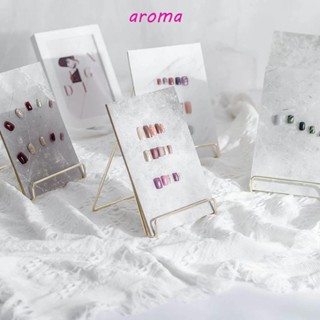 Aroma แผ่นบอร์ดไม้ ทรงสี่เหลี่ยมผืนผ้า ลายหินอ่อนน่ารัก สําหรับโชว์เล็บปลอม