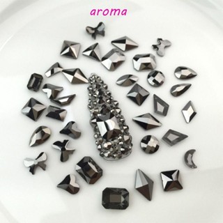 Aroma จี้รูปหยดน้ํา 3D สีดํา สําหรับตกแต่งเล็บ